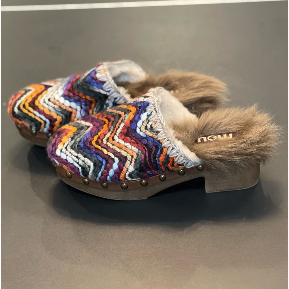 Mou Eskimo Wool clogs with Shearling and Faux fur lining. Size 39